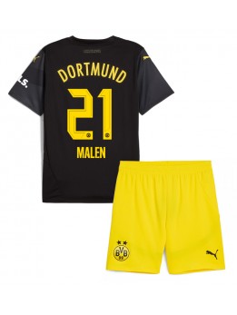 Borussia Dortmund Donyell Malen #21 Auswärts Trikotsatz für Kinder 2024-25 Kurzarm (+ Kurze Hosen)